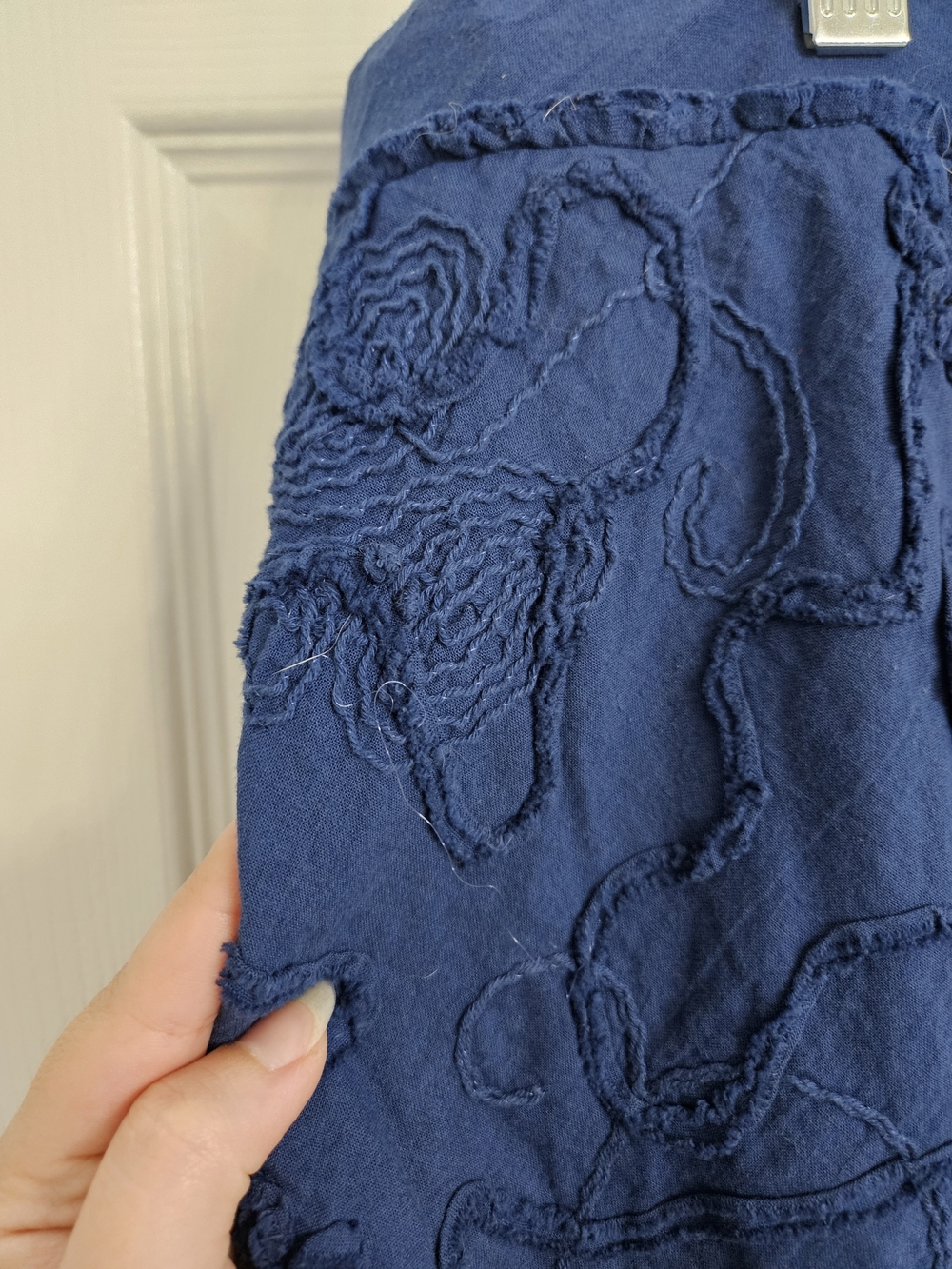 Max Studio Women's Navy Textured A-Line Skirt 100% Cotton Small - Picture 8 of 13